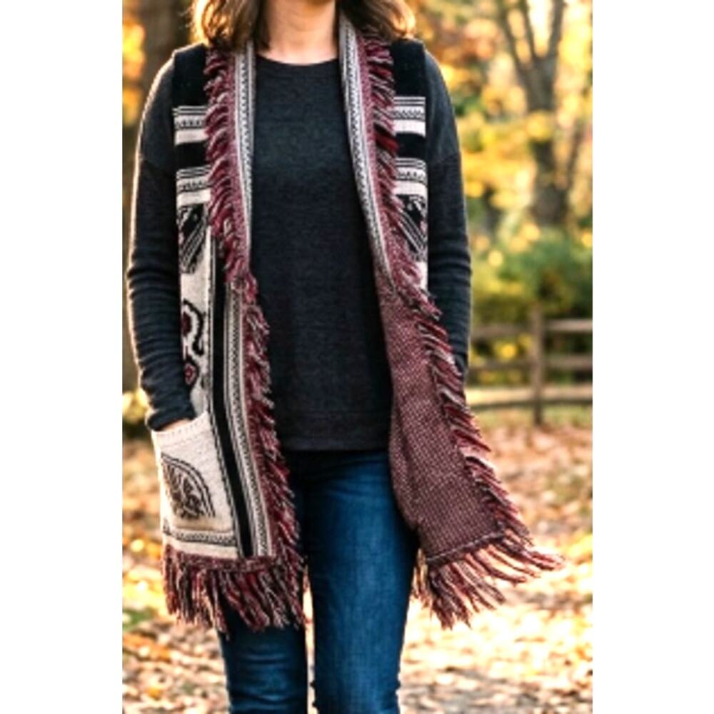 Roommates Southwestern Fringed Sweater Vest sz XL